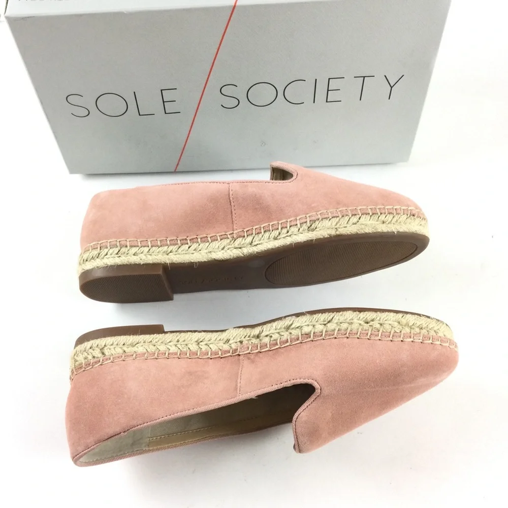 SOLE SOCIETY New Sammah Suede Espadrille Slip-On Loafer Pink Sz 8.5